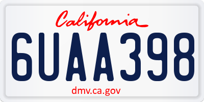 CA license plate 6UAA398