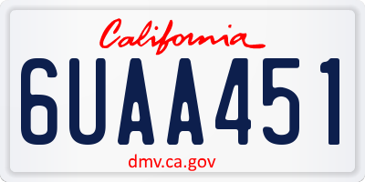 CA license plate 6UAA451