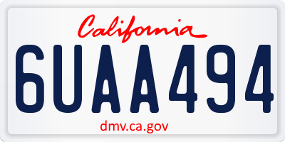 CA license plate 6UAA494