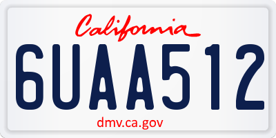CA license plate 6UAA512