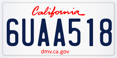 CA license plate 6UAA518