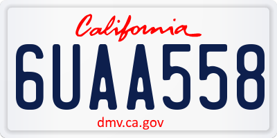CA license plate 6UAA558