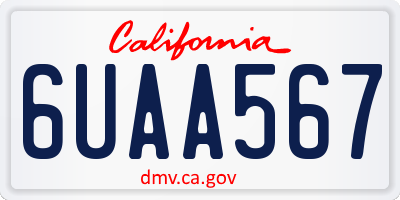 CA license plate 6UAA567