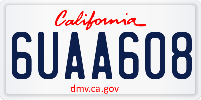 CA license plate 6UAA608