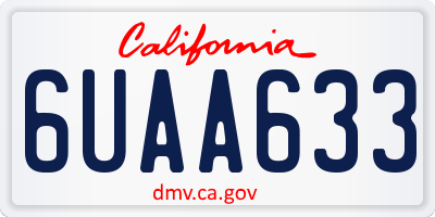 CA license plate 6UAA633