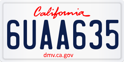 CA license plate 6UAA635