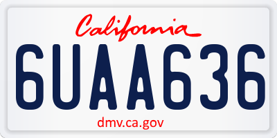 CA license plate 6UAA636