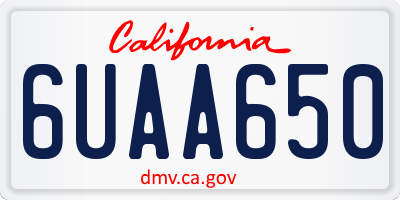 CA license plate 6UAA650