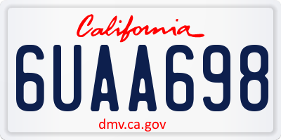CA license plate 6UAA698