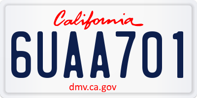 CA license plate 6UAA701