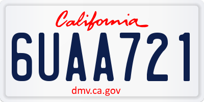 CA license plate 6UAA721