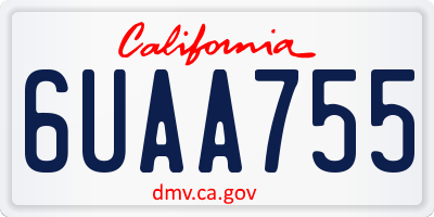 CA license plate 6UAA755