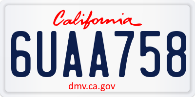CA license plate 6UAA758