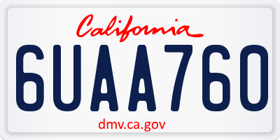 CA license plate 6UAA760