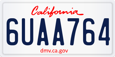 CA license plate 6UAA764