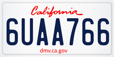 CA license plate 6UAA766