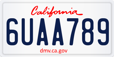 CA license plate 6UAA789