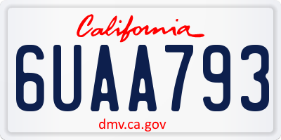 CA license plate 6UAA793