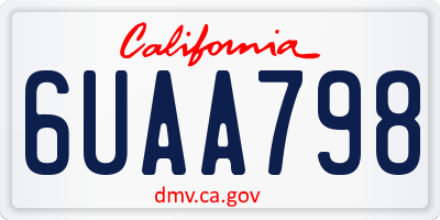 CA license plate 6UAA798