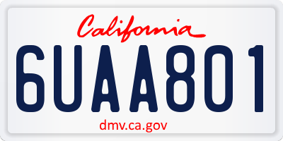 CA license plate 6UAA801