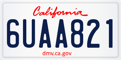 CA license plate 6UAA821