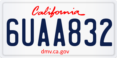 CA license plate 6UAA832