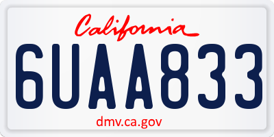 CA license plate 6UAA833