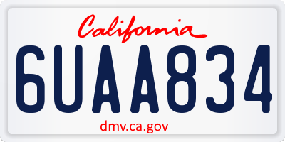CA license plate 6UAA834
