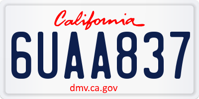 CA license plate 6UAA837