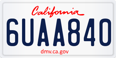 CA license plate 6UAA840