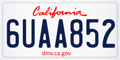 CA license plate 6UAA852