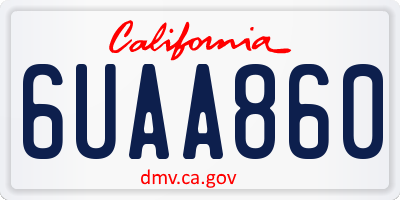 CA license plate 6UAA860