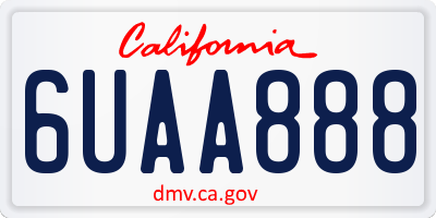 CA license plate 6UAA888