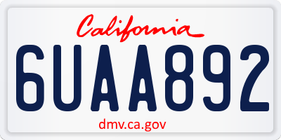 CA license plate 6UAA892