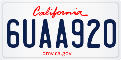 CA license plate 6UAA920