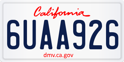 CA license plate 6UAA926