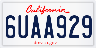 CA license plate 6UAA929