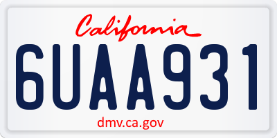 CA license plate 6UAA931