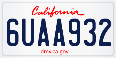 CA license plate 6UAA932