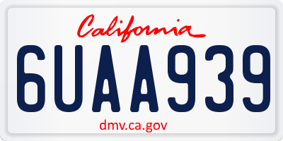 CA license plate 6UAA939