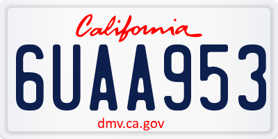 CA license plate 6UAA953