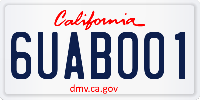 CA license plate 6UAB001