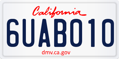CA license plate 6UAB010