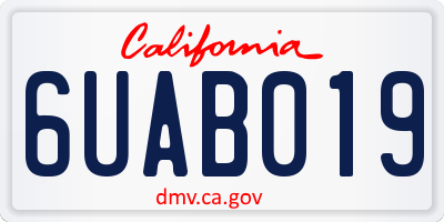 CA license plate 6UAB019