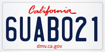 CA license plate 6UAB021