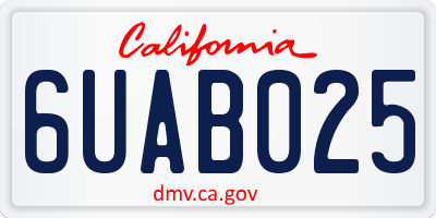 CA license plate 6UAB025
