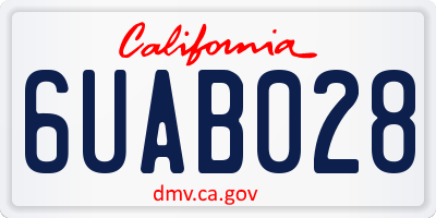 CA license plate 6UAB028
