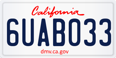 CA license plate 6UAB033