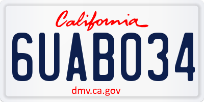 CA license plate 6UAB034