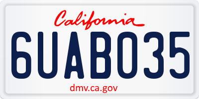 CA license plate 6UAB035